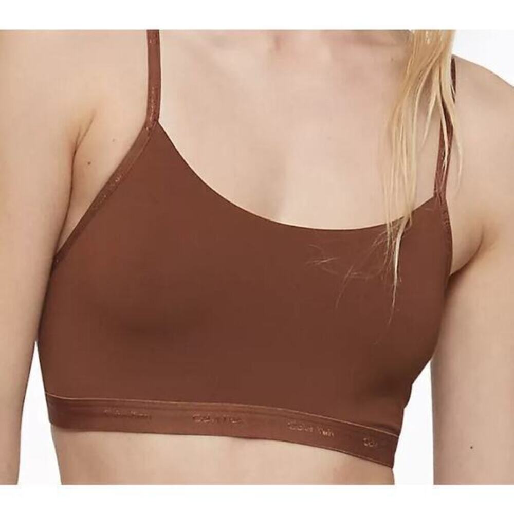 Calvin Klein XS Form to Body Unlined Bralette Brown Minimalist Loungewear